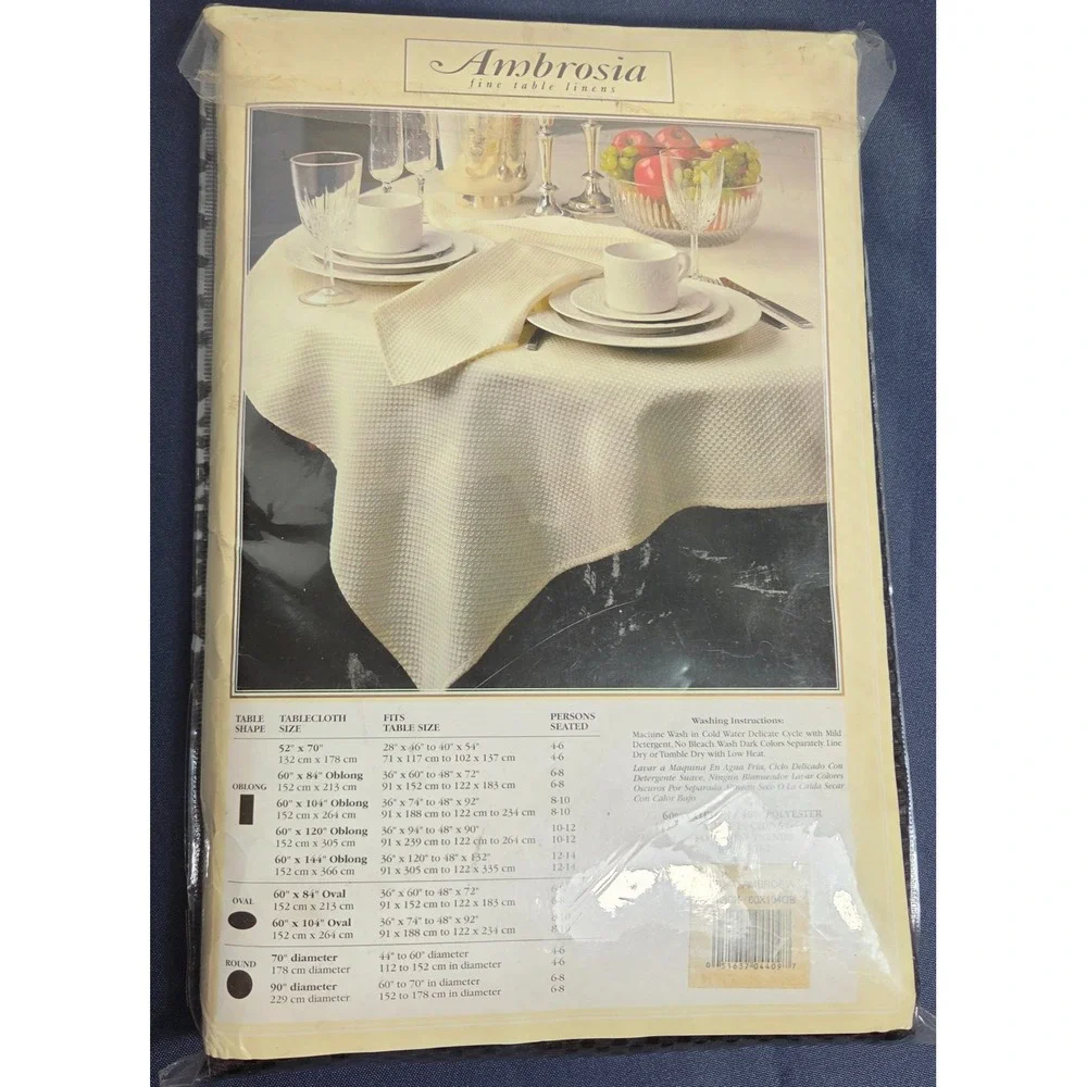 Ambrosia Fine Table Linens Textured Tablecloth Oblong 60